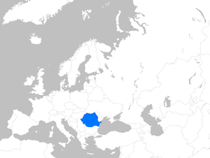 Kaart van Europa wat Roemenië aandui.